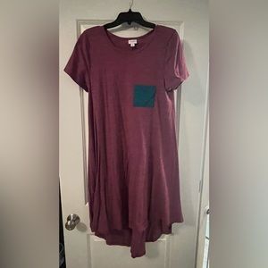 Lularoe Carly Dress in Pink with blue pocket